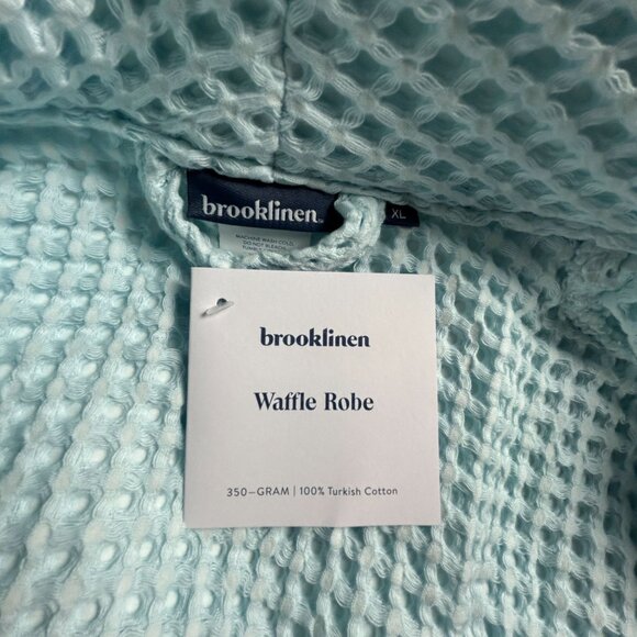 Brooklinen Waffle Robe Womens XL 100% Turkish Cotton Light Blue Lightweight New - Picture 3 of 11
